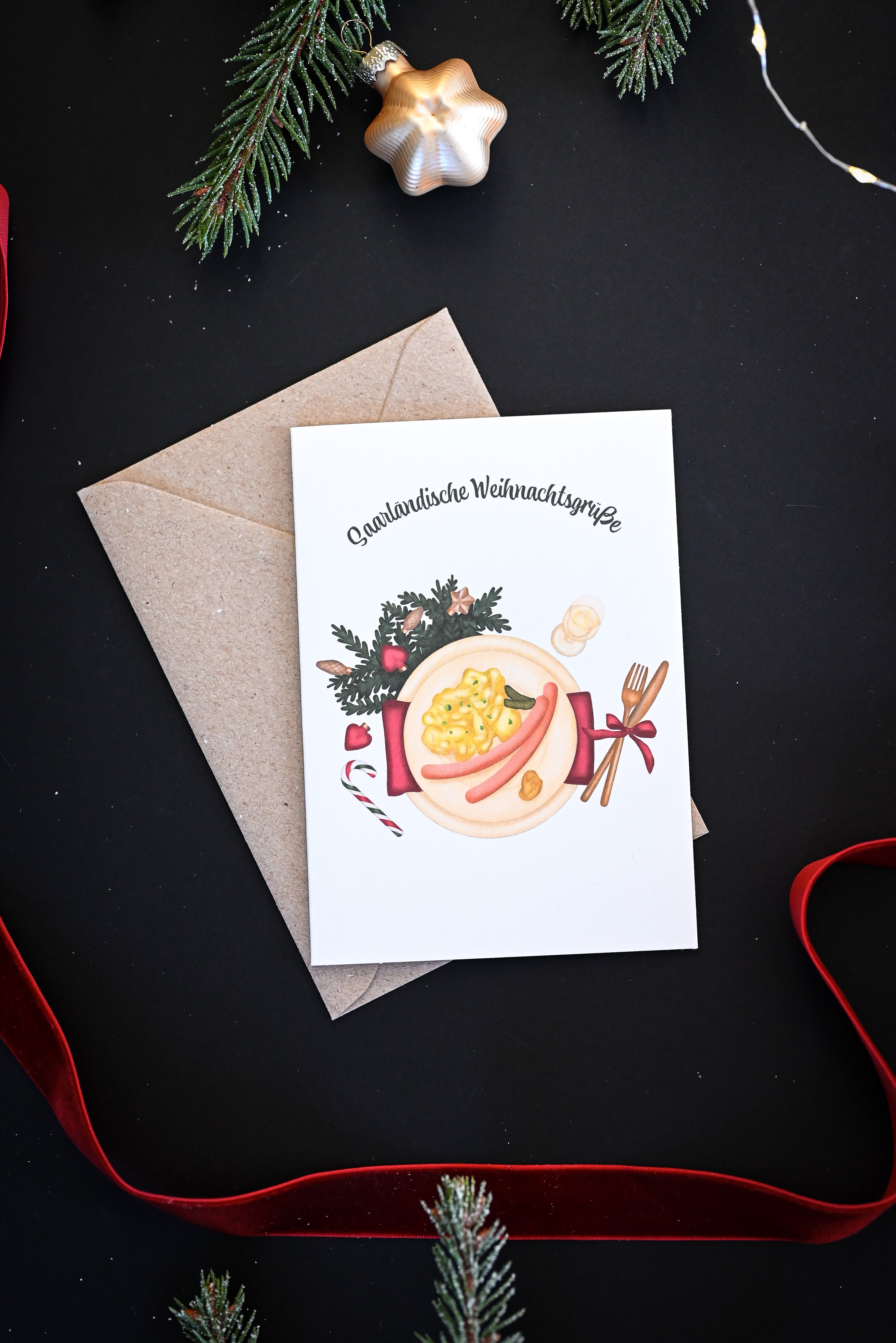 Saarländische Weihnachtskarte "Kartoffelsalat"