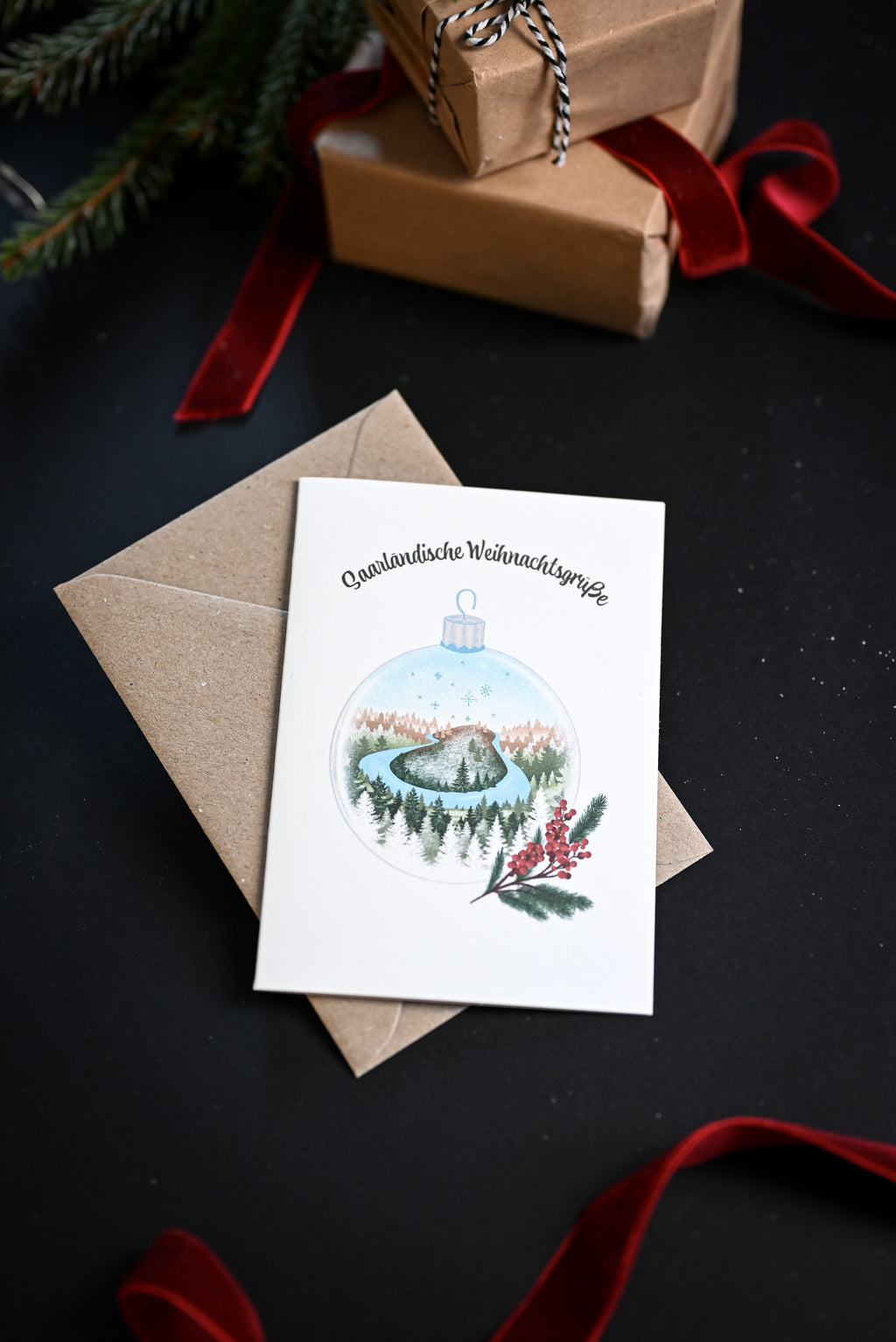 Saarländische Weihnachtskarte "Saarschleife"