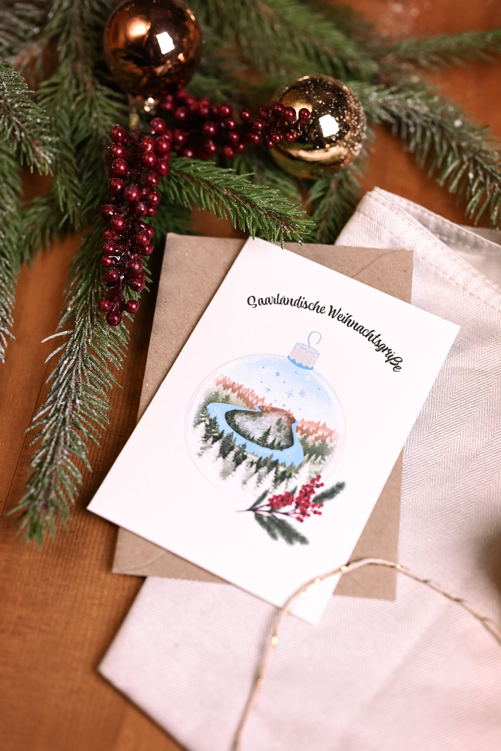 Saarländische Weihnachtskarte "Saarschleife"