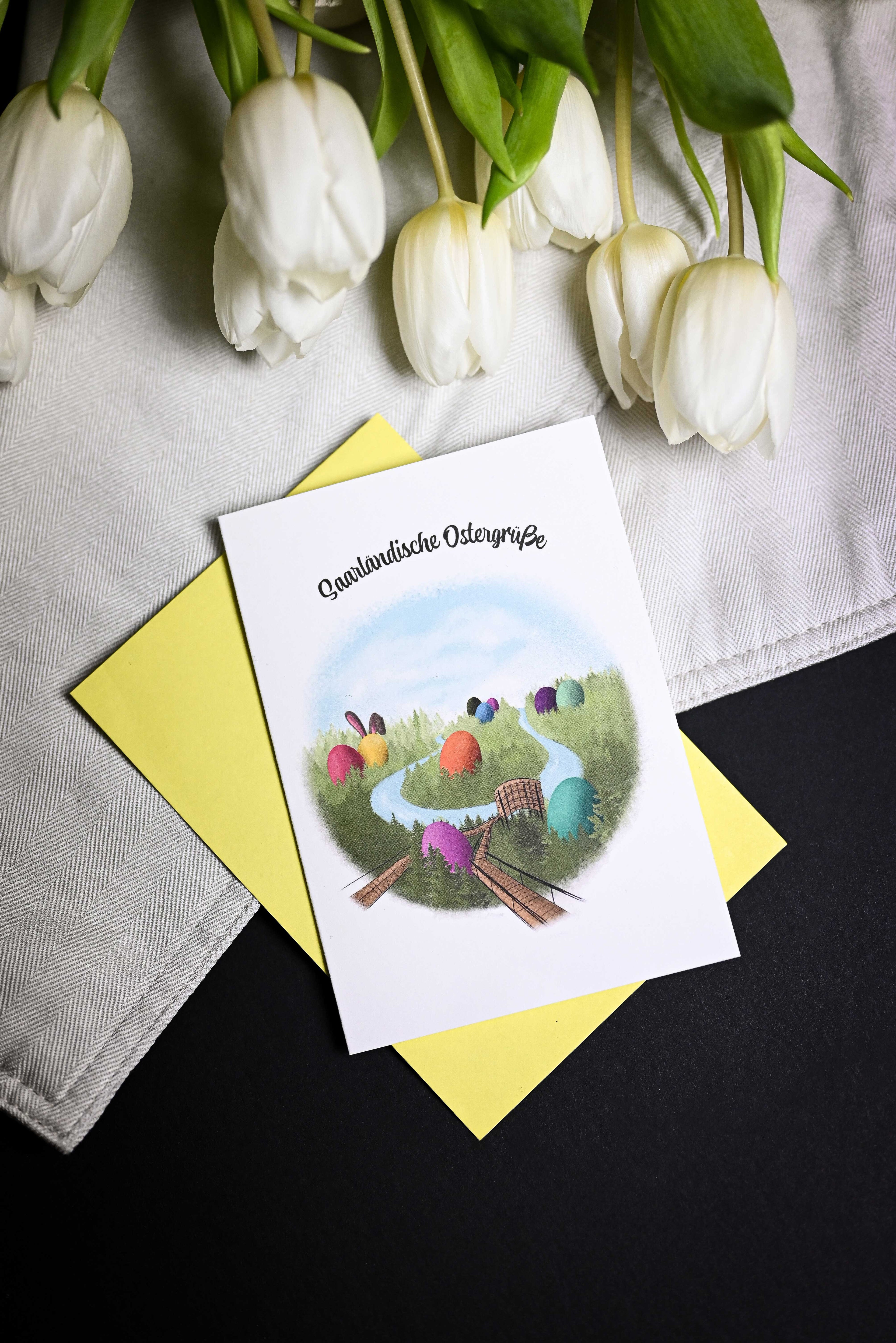 Saarländische Osterkarte "Saarschleife"