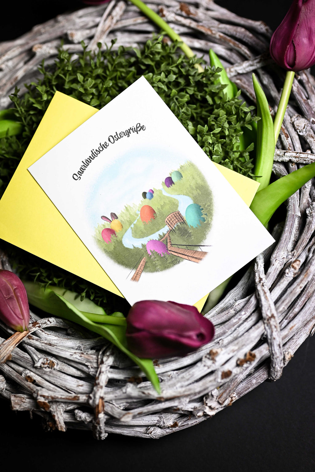 Saarländische Osterkarte "Saarschleife"