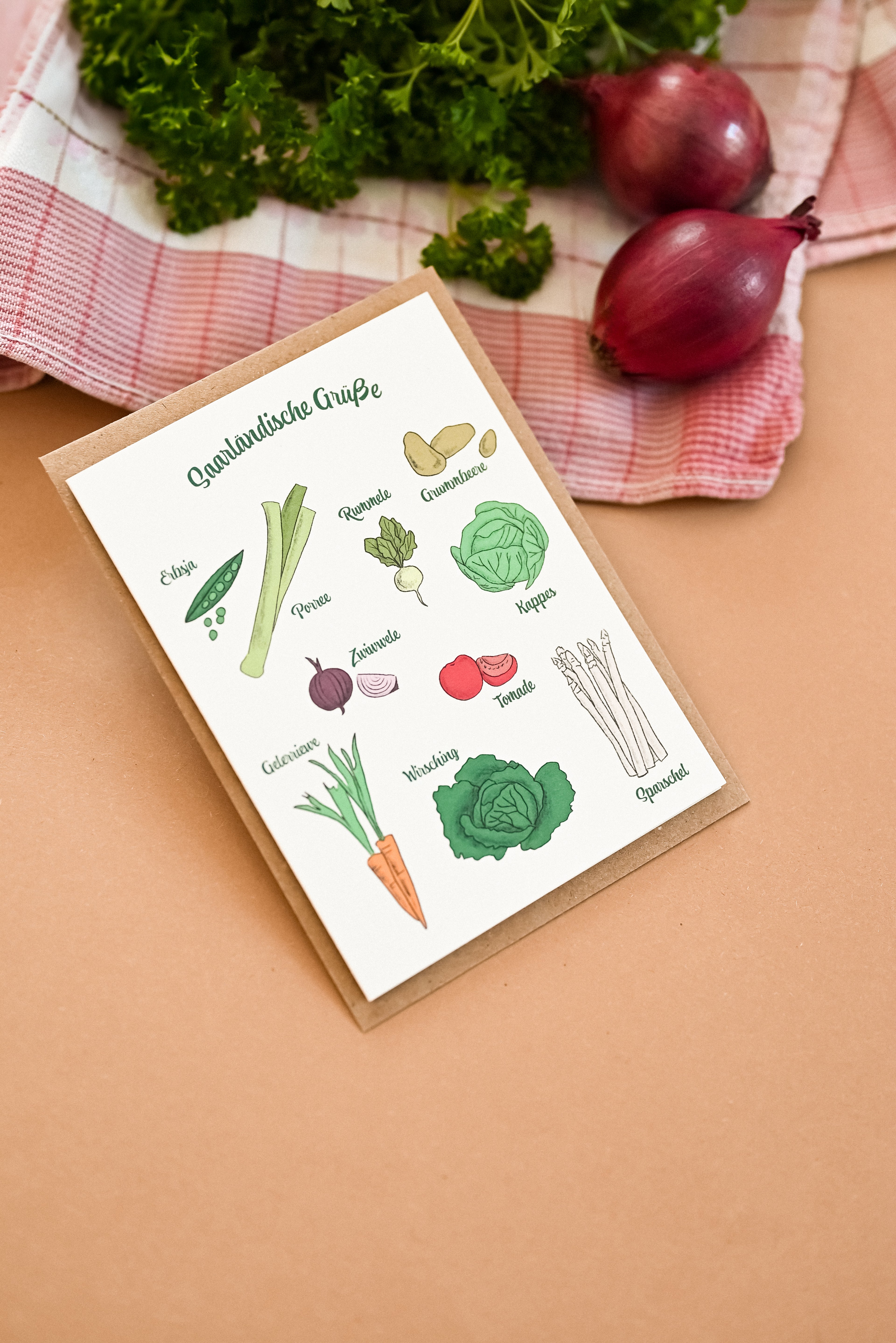 Saarländische Grußkarte "Gemüse"